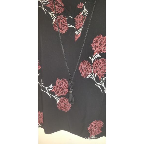 Daniel Rainn Top Blouse Womens LARGE BOHO Intricate Floral Embroidery Black - Picture 8 of 16